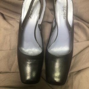Size 7/37, BCBG block heeled slingback heels.